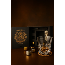 Подарочный набор для виски Moltis Premium Set Saxum (MR-1021) — бокал, щипцы, мешочек, подставка и 5 охлаждающих кубиков 10058