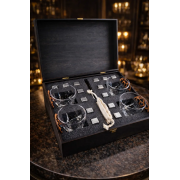 Элитный набор для виски Moltis Premium — стаканы 4 шт, металлические кубики, деревянная коробка