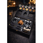 Барный набор для виски Moltis со смокером — 2 бокала Quadro и металлические охлаждающие кубики