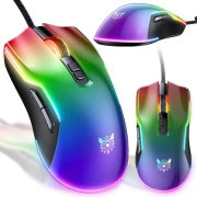 Игровая компьютерная мышь Onikuma CW922 Black с RGB-подсветкой, проводная USB мышь для ПК и ноутбука