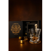 Подарочный набор для виски Moltis Premium Set Saxum (MR-1021) — бокал, щипцы, мешочек, подставка и 5 охлаждающих кубиков
