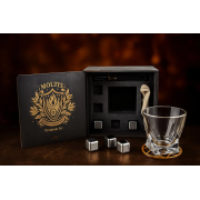 Подарочный набор для виски Moltis Premium Set Quadro — бокалы, щипцы, мешочек, подставка и 5 охлаждающих кубиков (MR-1024)
