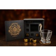 Подарочный набор для виски Moltis Premium Set Quadro – 2 бокала, щипцы, мешочек, подставка и 5 охлаждающих кубиков (MR-1023)