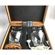 Бокалы для виски, стаканы для виски,Камни для виски коробка темная Original + 2шт бокал Sterling Коробка деревянная + мешочек, щипцы, подставка (MR-1006)