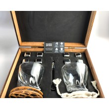 Бокалы для виски, стаканы для виски,Камни для виски коробка темная Original + 2шт бокал Sterling Коробка деревянная + мешочек, щипцы, подставка (MR-1006) 10067
