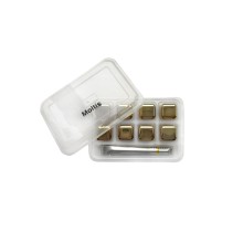 Кубики для виски и других напитков Moltis металлические Золото + щипцы Whiskey Stones Gold 8 шт