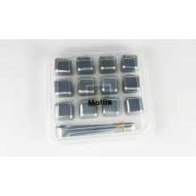 Кубики металлические Moltis Whiskey Stones SILVER 12 шт для виски и других напитков + щипцы