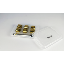 Кубики металлические Moltis Whiskey Stones GOLD 6 шт для виски и других напитков + щипцы 
